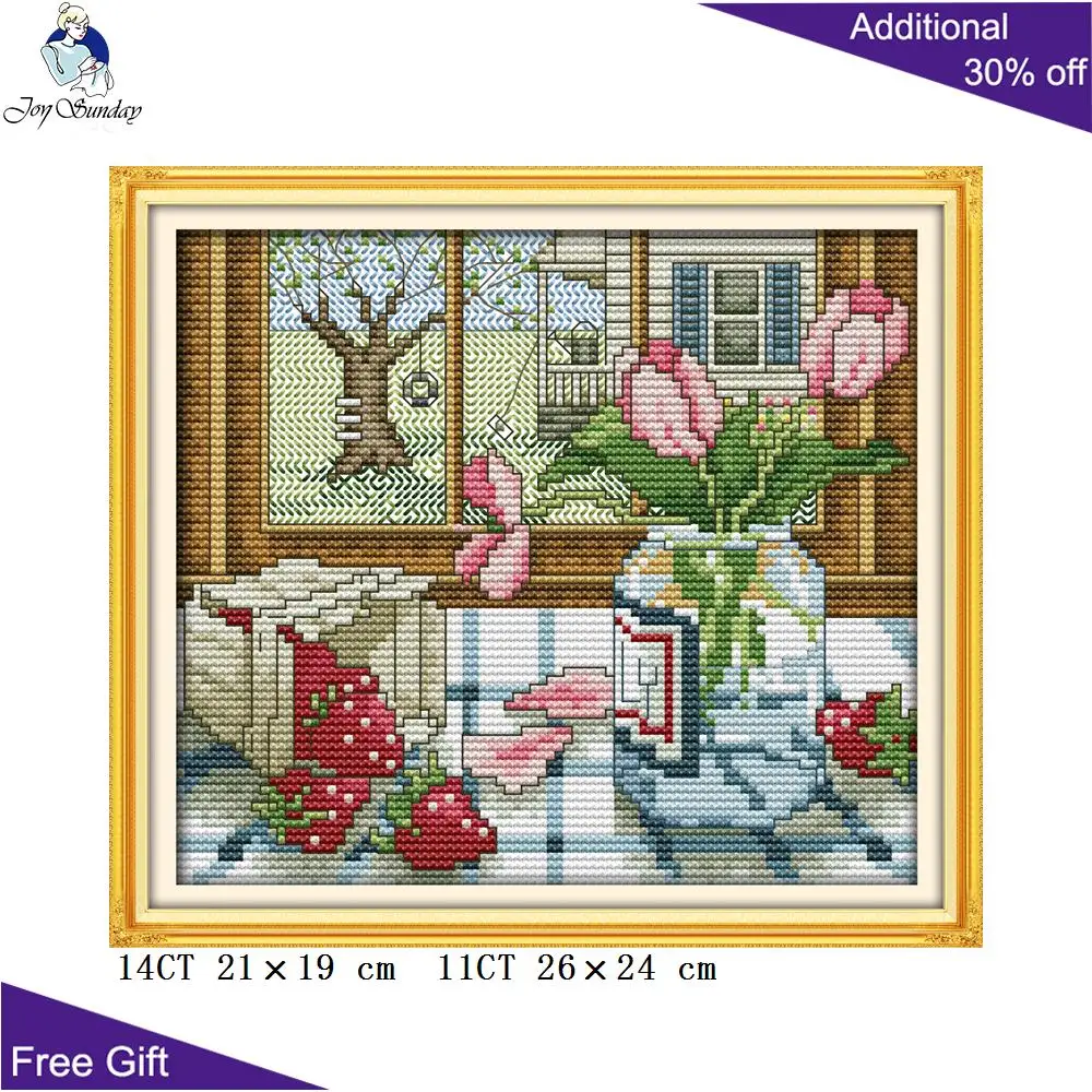Joy Sunday Outside Window Cross Stitch Home Decor Four Seasons F497 F498 F499 F500