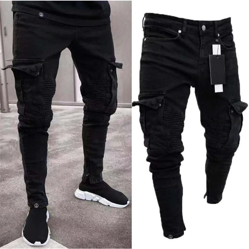 

Long Pencil Pants Ripped Jeans Slim Spring Hole 2020 Men's Fashion Thin Skinny Jeans for Men Hiphop Trousers Clothes Clothing