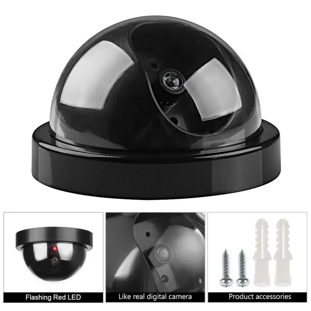 

Fake Dummy Camera Dome Indoor/Outdoor Simulation Camera Home Security Surveillance Simulated Fake CCTV with Flashing LED light
