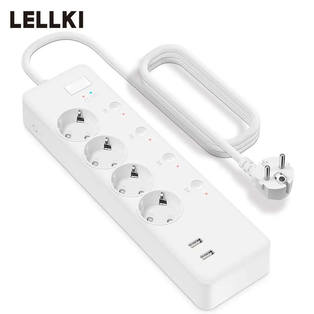 

Wifi Smart Power Strip with 4 AC 2 USB Port 4000W Surge Protector Wireless Remote Timer Control Multi-Plug for Alexa Google Home