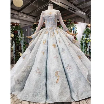 

BGW 3514ht Long Dress Evening Lace Up Swollen Pattern O-neck Formal Dresses Evening Women Floor Length Vestido Longo Festa Noite