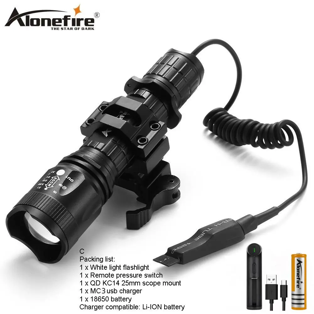 AloneFire TK400 XML L2 светодиодный светильник-вспышка Тактический светильник 18650 фонарь светильник linternas для охоты на открытом воздухе+ держатель для ружья - Испускаемый цвет: Tactics flashlight C