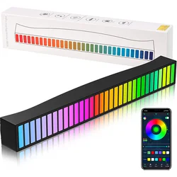 Barre lumineuse RGB à 32 LED pour voiture, éclairage d'ambiance, contrôle du son, musique, jeux, TV, PC, décorations de salle de jeux 