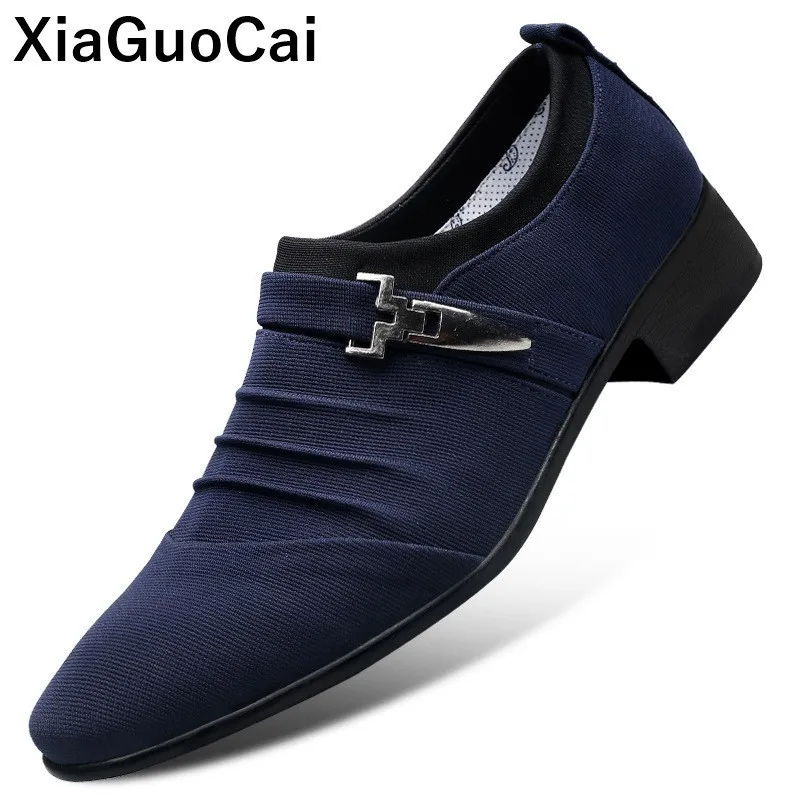 

Men Casual Shoes Plus Size Oxfords Slip-on Pointed Toe Canvas Mans Footwear Spring Autumn Leisure Dress Flats 2020 New Arrival