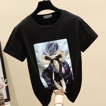 

T-shirts Casual Korea Cute Lady Tops Tee Summer Fashion Logo Funny Short Sleeve Loose New Arrival All Match 2020 Cotton