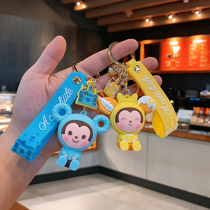 

Cartoon Silicone pVC Creative Donut Bag Pendant Doll Car Cute Couple School Bag Pendant Keychains Car Phone Case Bag Accessories