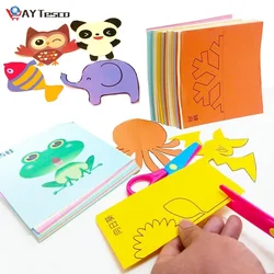 4 piezas de dibujos animados para niños, juguetes plegables de corte de papel coloridos, manualidades de arte educativo con herramientas de tijera, regalos, sPpoprtoe