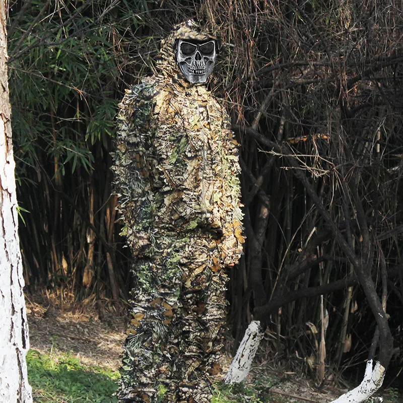 Новая охотничья одежда 3D камуфляж лист ghillie Костюмы Снайпер Birdwatch тактический страйкбол Лесной камуфляж одежда куртка и брюки