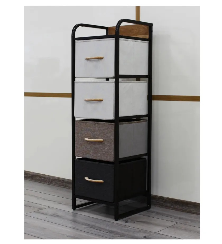 Chest of Drawers for Living Room 4 Drawer Dresser Scandinavian Style Storage Organizer Cabinet Metal Frame 31x29x99 cm | Дом и сад
