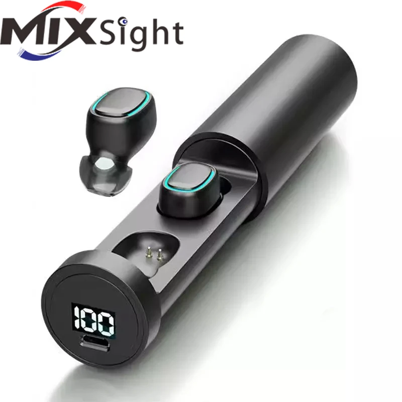 ZK30 Pull out Wireless headphones Bluetooth 5 0 Earphones Sport Waterproof TWS Headset Metal Touch Music with charging box mic