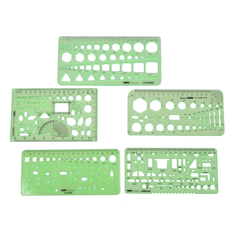 Professional Multifunctional Template Ruler Modern Plastic Surveying And Mapping Drawing Tools Foot Ten Kinds Of Style