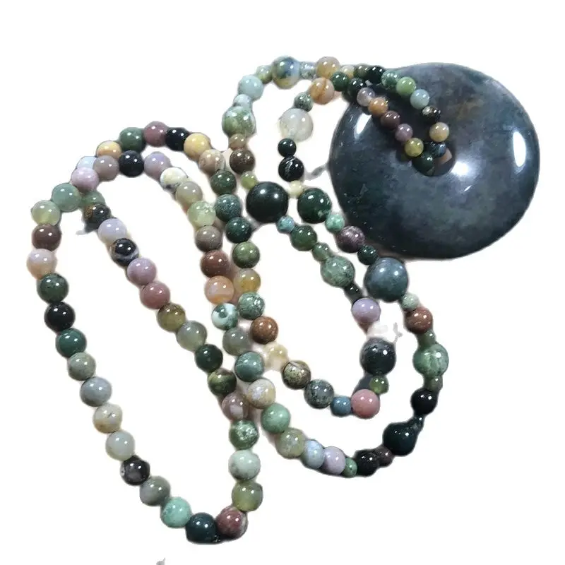 

Exquisite (water grass agate) hand carved safety buckle pendant sweater chain