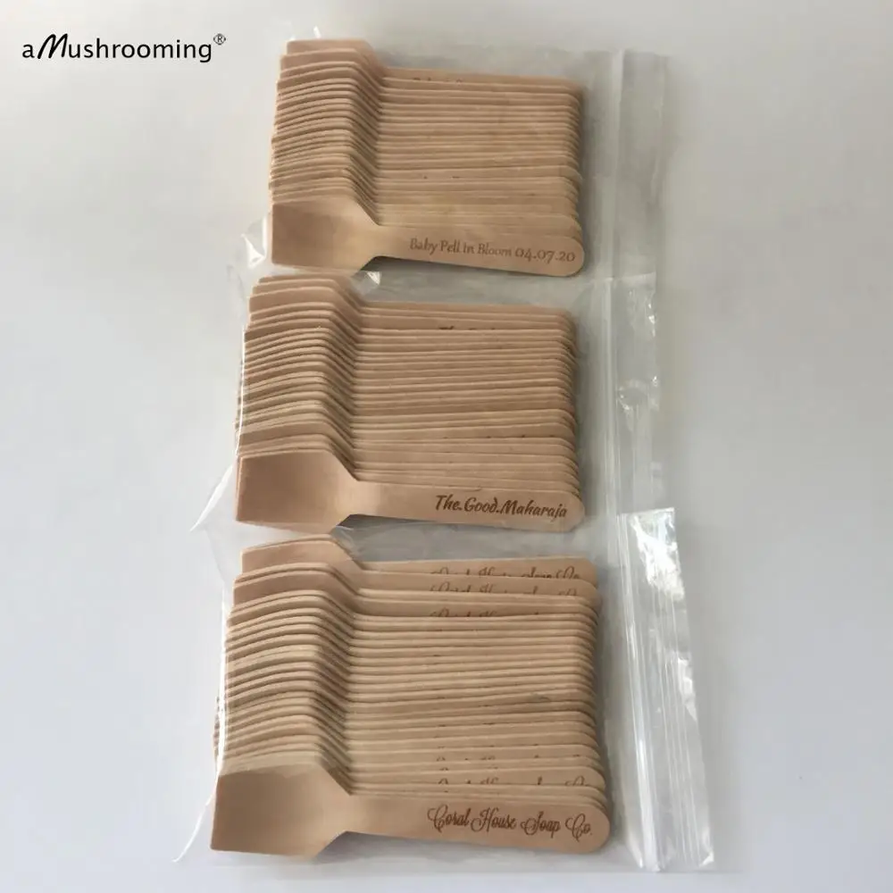 200pcs Laser Engraved Wooden Mini Spoons Biodegradable Tea Spoons Dessert Ice Cream Sugar Tea Party Decoration