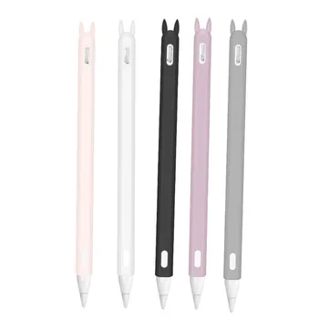 

Cute Rabbit Ear Anti-scroll Soft Silicone Protective Sleeve Pouch Case Skin Nib Cover for Apple i-Pad Pro Pencil 2nd