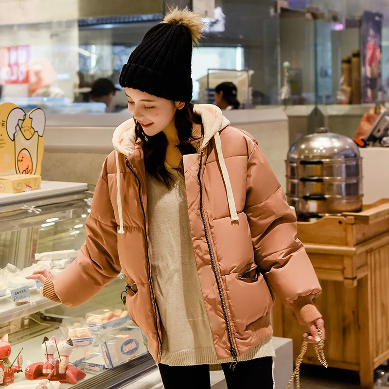 

Photo Shoot 2019 New Style down Jacket Short Students Casual Fashion Cotton Coat Hooded Padded Coat Cool GIRL'S