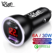 VVKing Быстрая зарядка 3,0 двойной зарядное устройство USB для iphone samsung Xiaomi huawei Supercharge SCP QC3.0 30 Вт Быстрое Автомобильное зарядное устройство для телефона