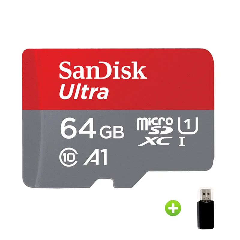 Оригинальная карта памяти SanDisk Micro SD 32 Гб A1, 16 ГБ, 64 ГБ, 128 ГБ, 200 ГБ, 256 ГБ, 400 гб, 98 Мб/с, TF карта, флеш-накопитель для смартфона - Емкость: 64GB-Card Reader