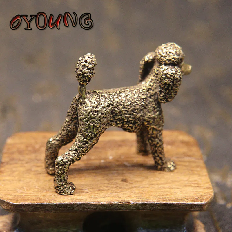 純銅かわいい犬像風水風水装飾ブロンズ立ちプードル置物ラッキー机の