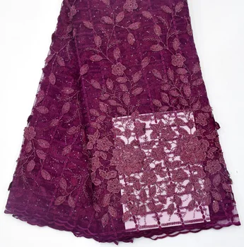

3d burgundy lace fabric french lace fabric high quality swiss voile lace for african party dress 5yard