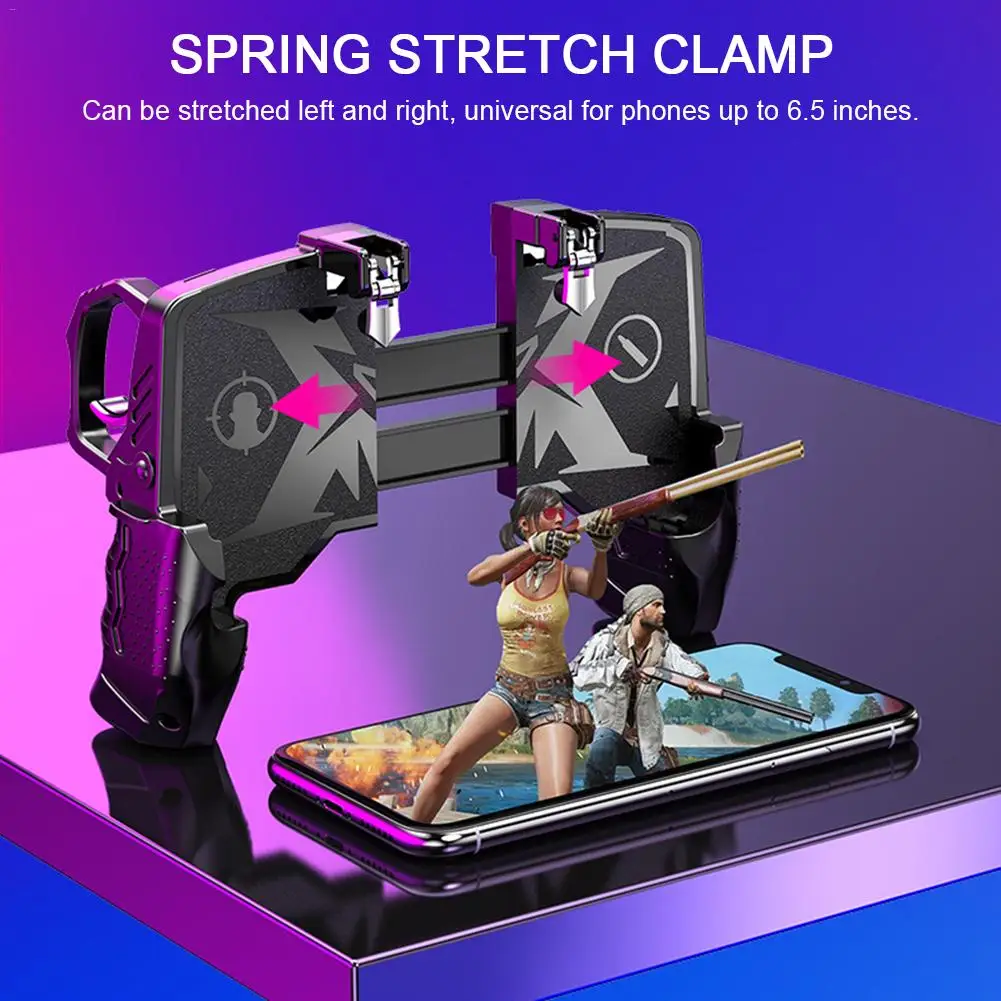  K21 Four Fingers PUBG Game Controller Gamepad Metal Trigger Shooting Free Fire Gamepad Joystick For