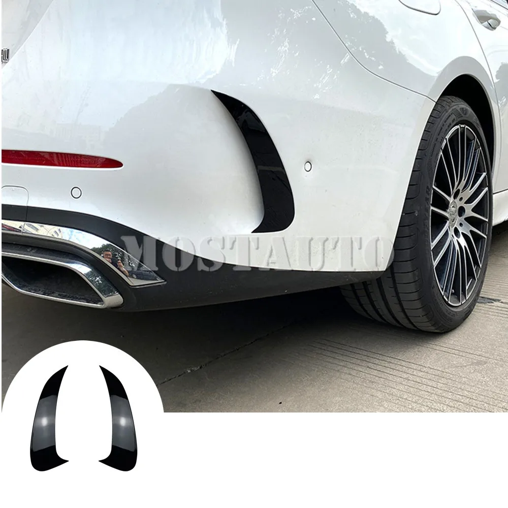 

For Mercedes Benz C Class W206 C63 AMG ABS Exterior Rear Bumper Spoiler Air Vent Trim Cover Trim 2022 Black / Carbon Fiber Look