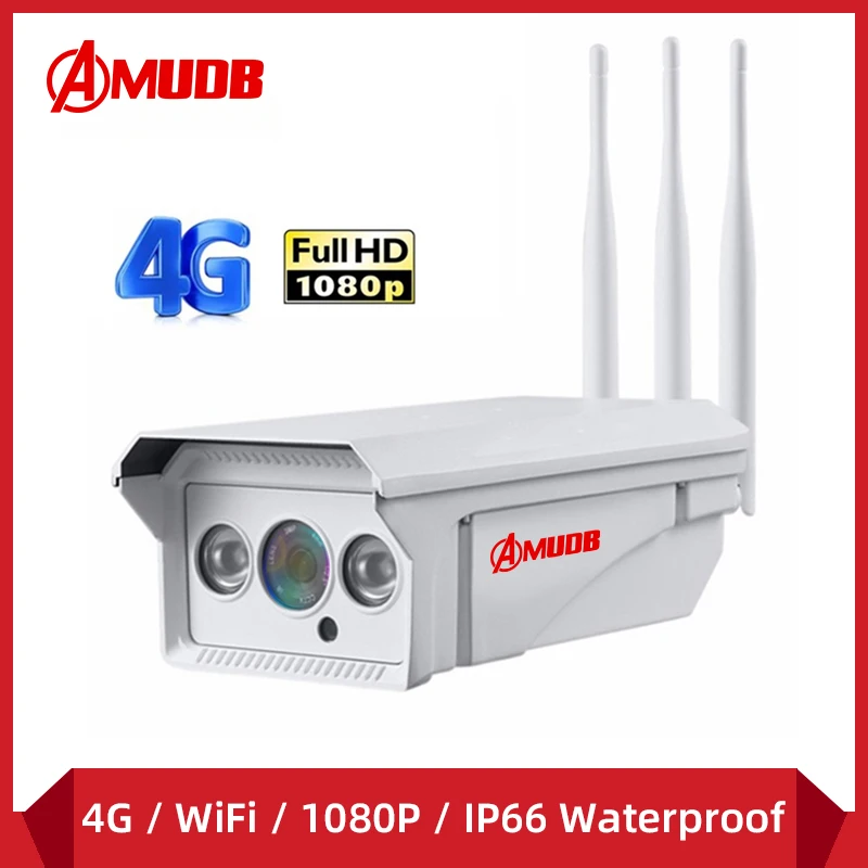

AMUDB HD1080P 3G 4G WiFI IP Camera Wireless Outdoor Sim Card GSM Bullet Security Camera Night-Vision 2-Way Audio P2P Camera