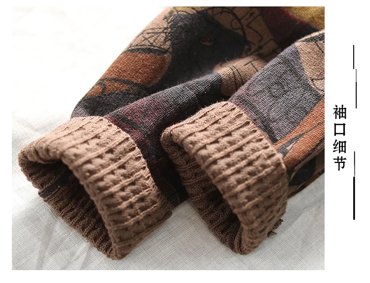 Winter Pullover knitwear women's Vintage cartoon printed sweater loose oversized sweater plus size knit sweater women Z3