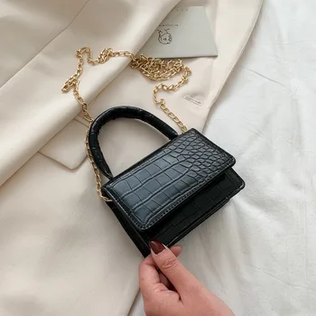 

New small bag female 2020 new Korean version wild crocodile pattern shoulder messenger bag net red chain small square bag