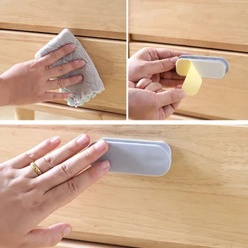 

2pcs Drawer Wardrobe Window Pull Self Adhesive Kitchen Home Paste On Modern Door Handle No Trace Removable ABS Oval Bathroom