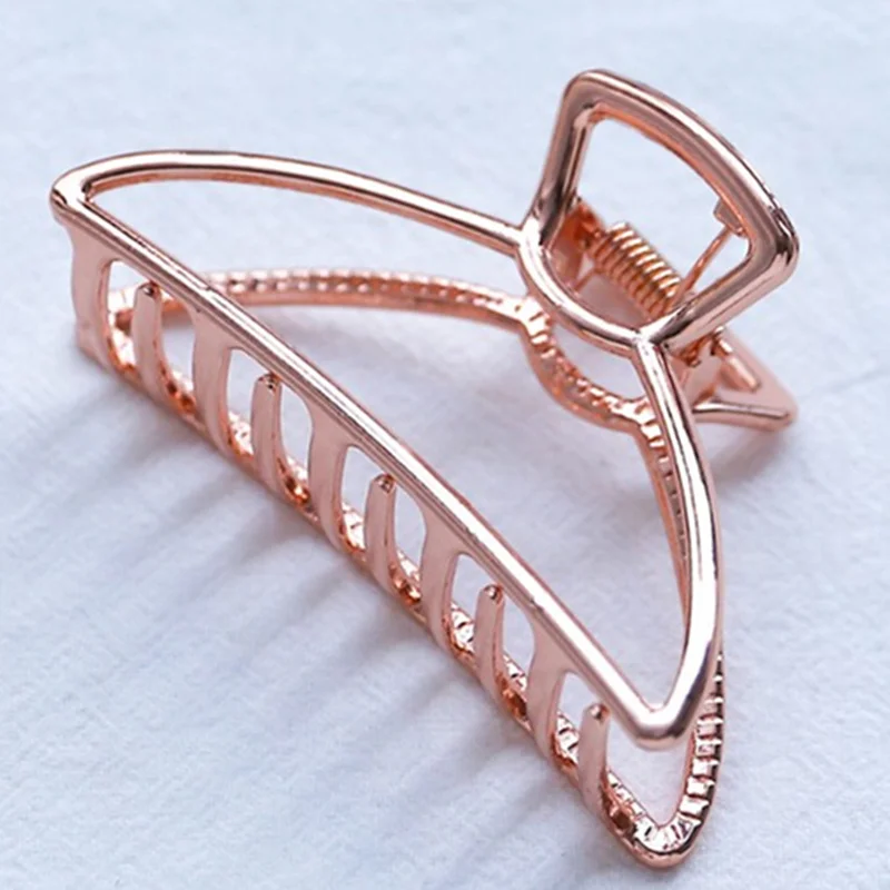 Rose Gold Новая мода большого размера для женщин девочек геометрические Когти для волос Зажимы форма краба заколки для волос сплошной цвет шпилька аксессуары - Цвет: Rose Gold