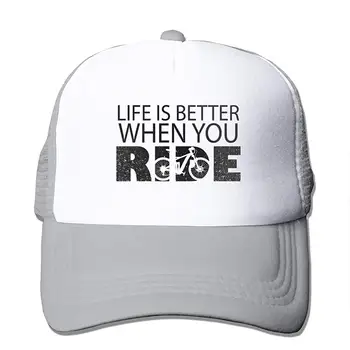 

Life is Better When You Ride Mesh Baseball Cap Adjustable Trucker Style Hat Gray
