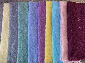 

New African Lace Fabric Embroidered Nigerian Lace Fabric Bridal High Quality French Tulle Lace Fabric For Wedding Party 5 Yards