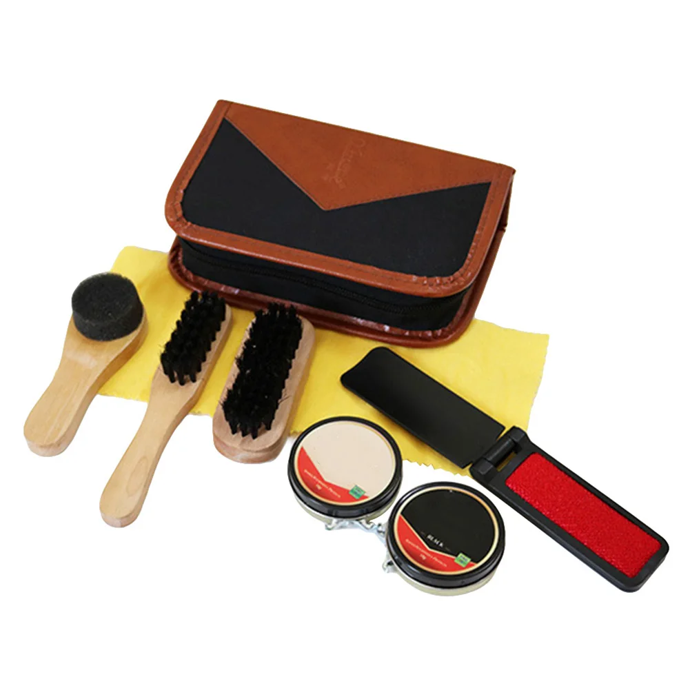 Shoe Leather Care 8pcs Portable Shoe Brush Set Complete Cleaner Kit 