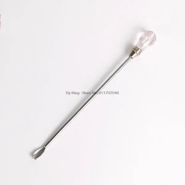 ByKing10.3cm Crystal Head Stainless Steel Wax Pills Mix Tool Burning Melted Seal Wax Stirring Mixing Spoon Seal WAX Stirring Rod Pink Transparent
