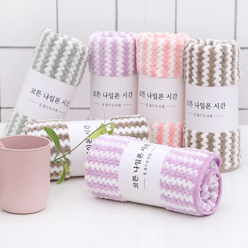 

2020new textile bathroom wash face microfiber towel ladies quick-drying pink double-layer soft dry hair towel home kitchen towel