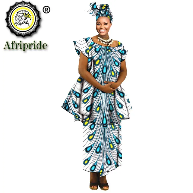 African Clothes for Women Crop Top Midi Skirt Match Print Headwraps Set Dashiki Outfits Plus Size Outwear Ankara Attire S2026015 475-12