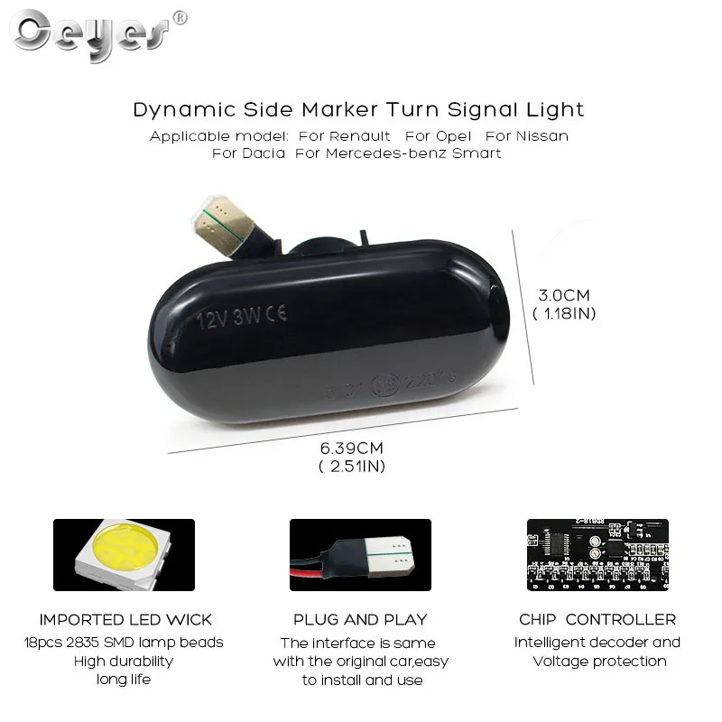 Ceyes-�ڵ��� ���� Led ���̳��� ���̵� ��Ŀ, �������õ�, ���� �ް� Ŭ���� �ٽþ� ������, ��Ŀ, ����, ����, �ֻ��, 2 ��