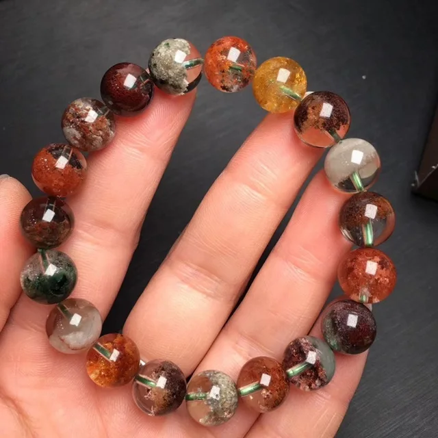 Natural Colorful Phantom Quartz Bracelet Ghost Crystal Jewelry Women Men Healing Energy Gift