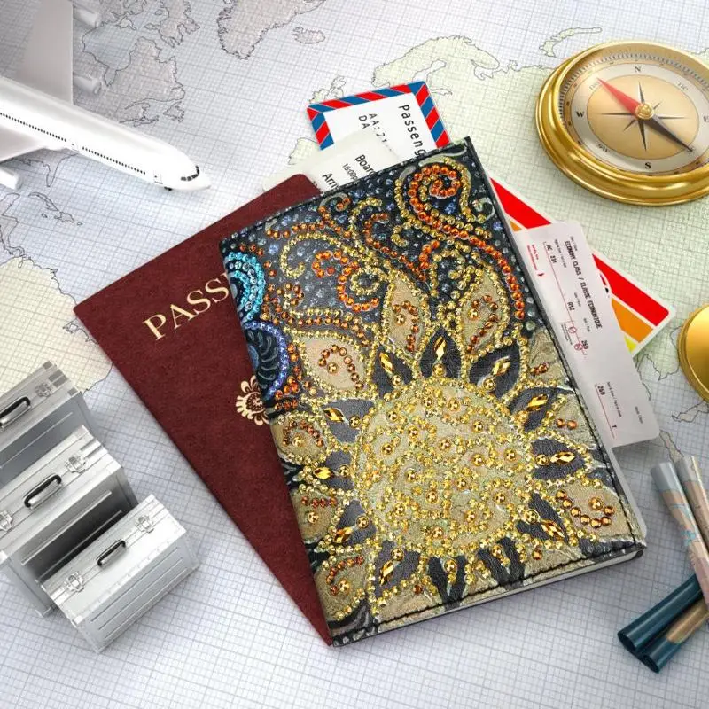 

Special Shaped Diamond Painting PU High-quality Leather Portable Bright Comfortable Passport Protection Cover Gifts