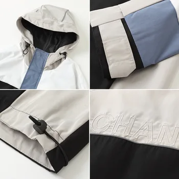 

2020 Spring New Men's Jacket Hit Color Stitching Function Wind Hooded Loose Jacket