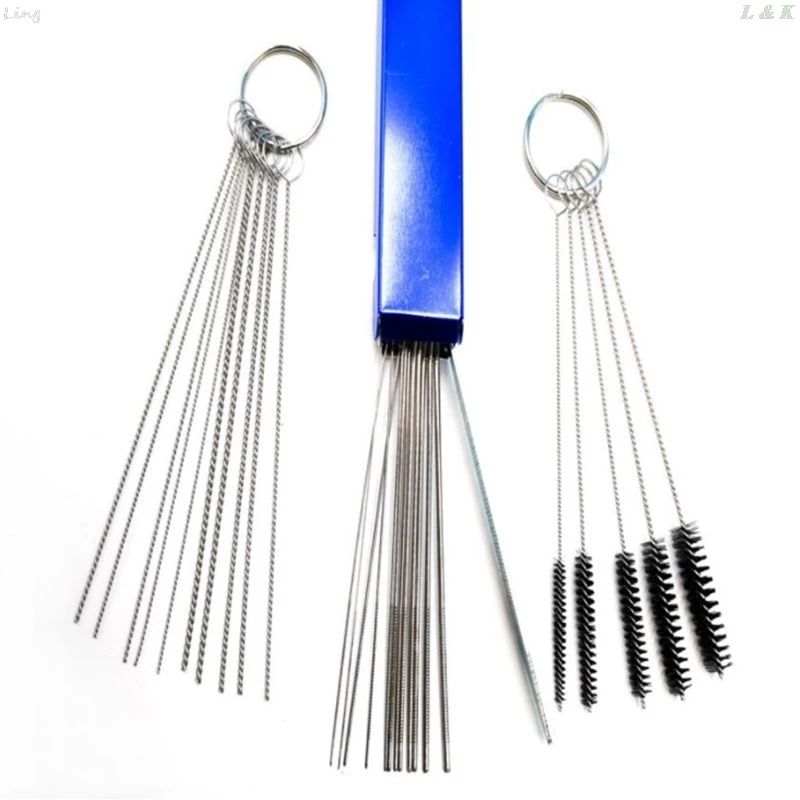Motorcycle Car Carburetor Jets Cleaning Tool Needles Brushes Set For
