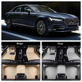 

Custom Car Floor Foot Mats Rugs for Volvo S40 S60 S80 S90 Waterproof Antiwear All Weather Sedan Pads Leather Auto Carpet Cover