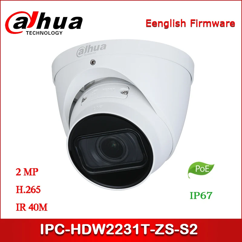 

Dahua IP camera IPC-HDW2231T-ZS-S2 2MP WDR IR Eyeball Network Camera support POE starlight Upgraded version of IPC-HDW2231R-ZS