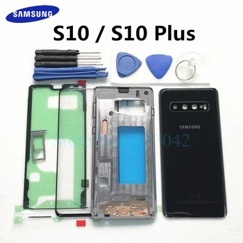 

Full Housing case For Samsung Galaxy S10 Plus S10+ S10 G975F G973F Front Glass Middle frame Battery Door Back Glass Rear Cover
