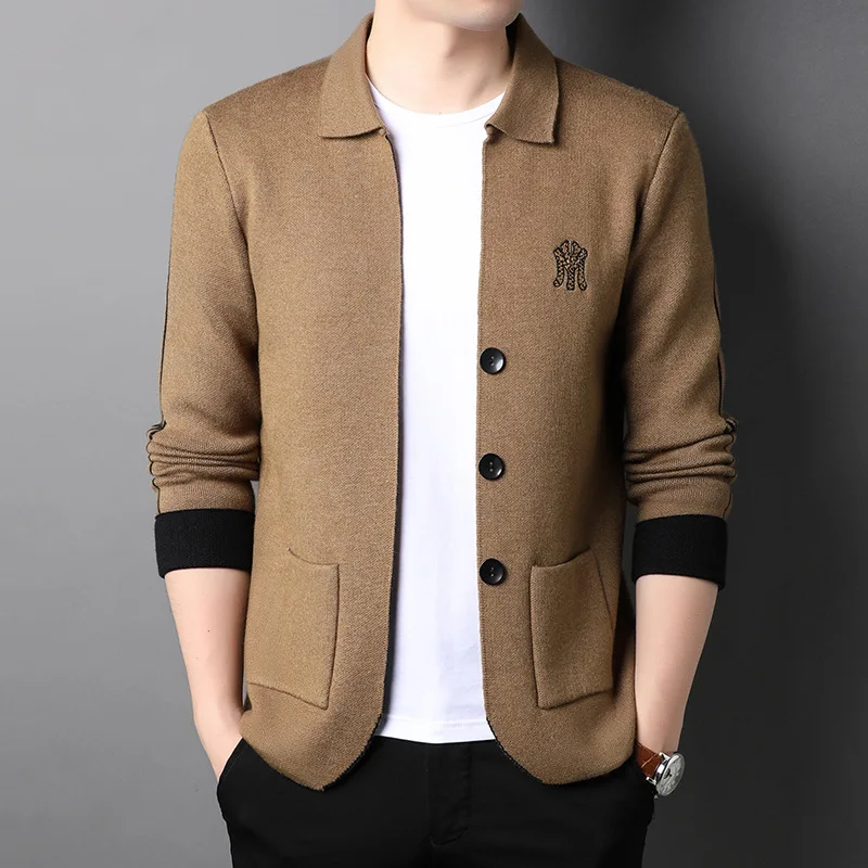 

M2185 Casual Warm Thicken Sweatercoat Jackets For Men High Quality Anti-Pilling Slim Simple All-Match Campus Style Male Cardigan