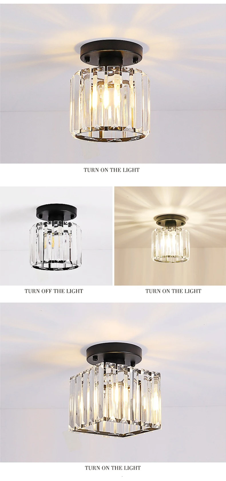 Nordic crystal ceiling light for aisle, corridor entrance, balcony, cloakroom,  luxury crystal small ceiling lamp hanging lights