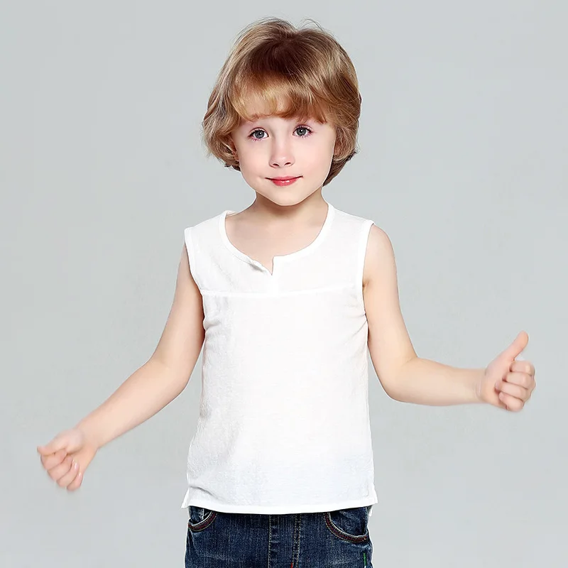 Always New Style Summer Childrenswear Men And Women Children Hemp Cotton Anti-mosquito Wide Shoulder Vest Base Shirt C1813