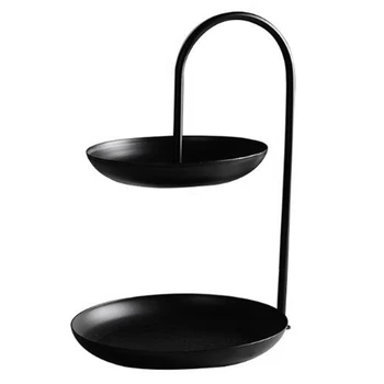 

Double Layers Storage Attractive Jewelry Storage Jewelry Dish Bathroom Dressers Decorative Tray, Black