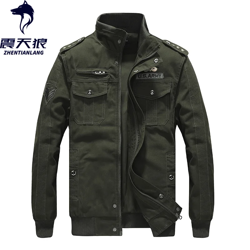 Для AliExpress, Весенняя и осенняя Полевая куртка, Мужская одежда, мужское пальто из чистого хлопка, мужская куртка большого размера, прямые поставки от производителя - Color: ArmyGreen
