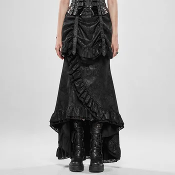 

PUNK RAVE Women's Steampunk Gorgeous Noble Fishtail Skirt Classic Floral Imitation Suede Lotus Leaf Slim Fit Prom Party Clothing